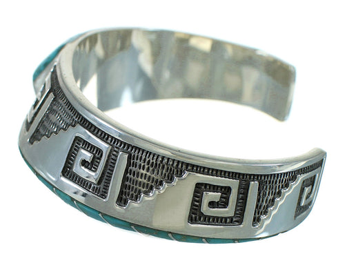 Turquoise Sterling Silver Southwestern Water Wave Cuff Bracelet AX78152